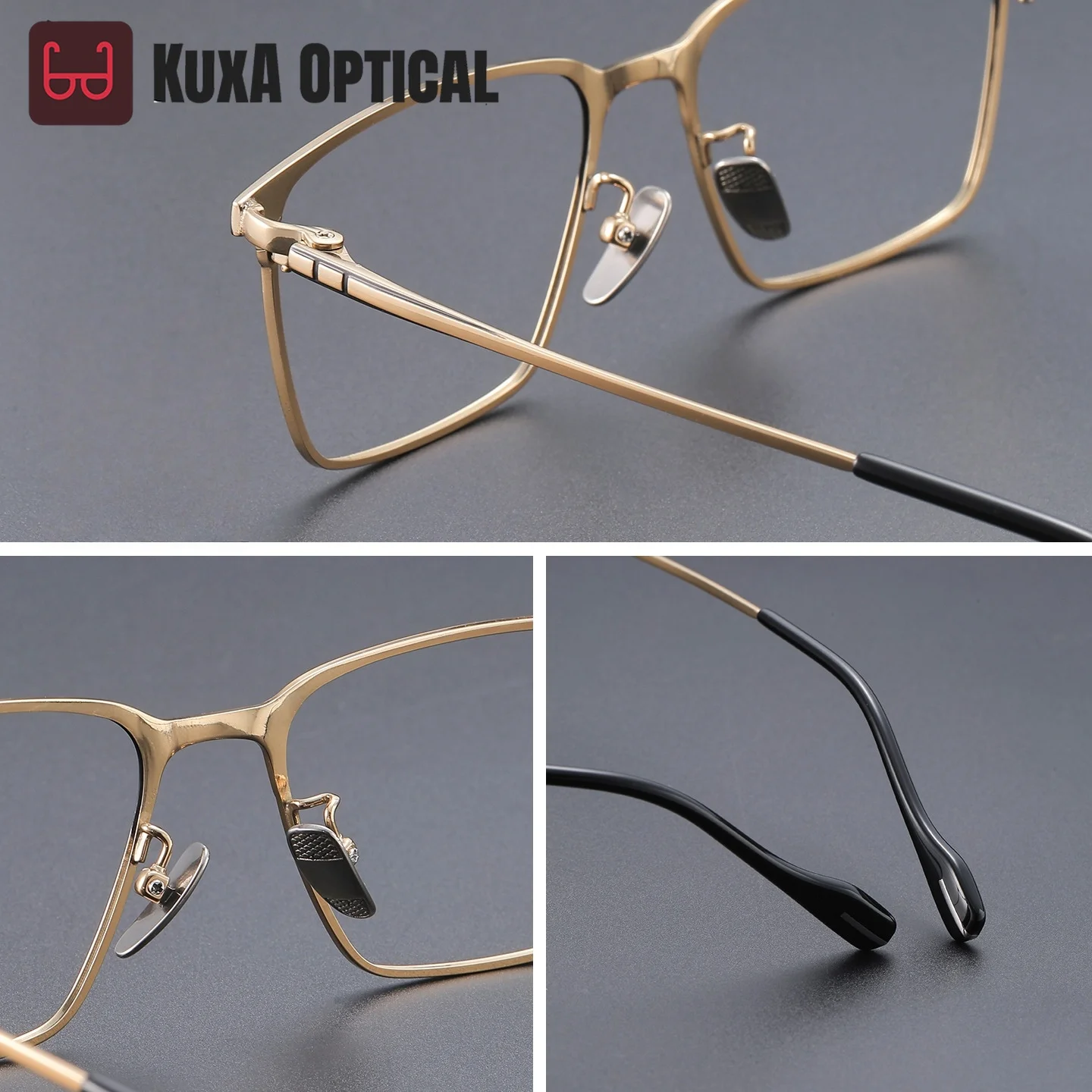 XUKA Fashion Pure Ultra Light Simple Retro Square Big Size Flexible Titanium Men's Business Glasses  Eyeglasses Frame 70800