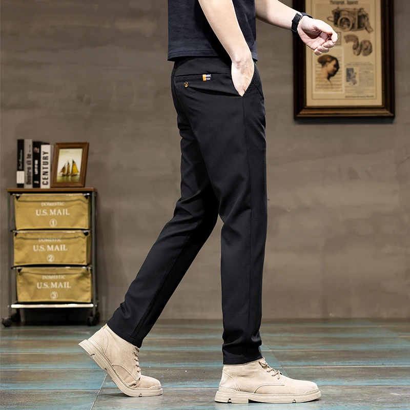 Men\'s Spring Autumn Fashion Business Casual Long Black Pants Suit Pants Male Elastic Straight Formal Trousers New Style