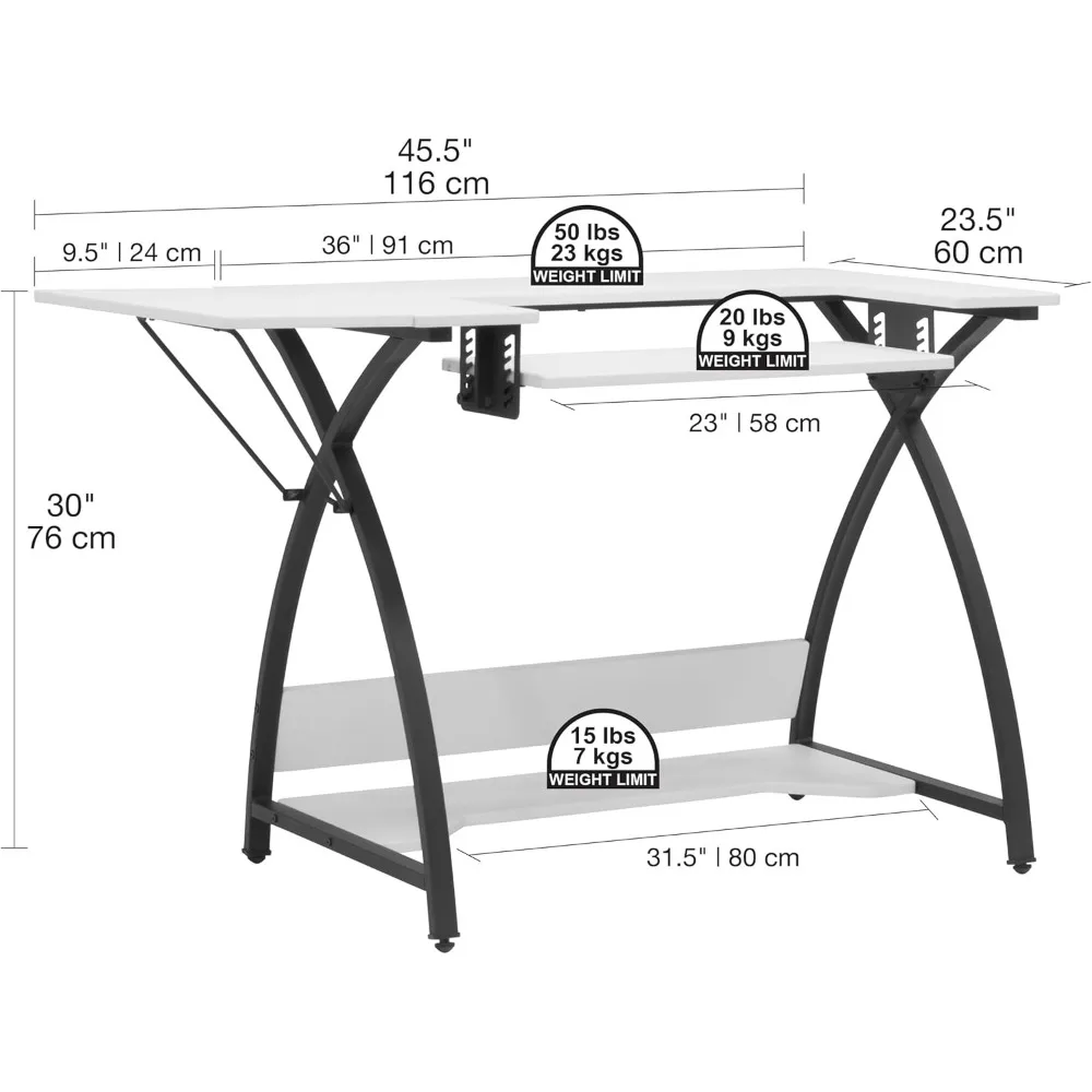 Versatile Hobby and Sewing Table with Side and Lower Storage - Ideal for Computer Use