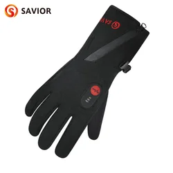 SAVIOR Winter Thermal Heated Gloves For Adult Goatskin Leather Wind Waterproof Rechargeable Battery Warm Hand Ski Gloves 3 Gears