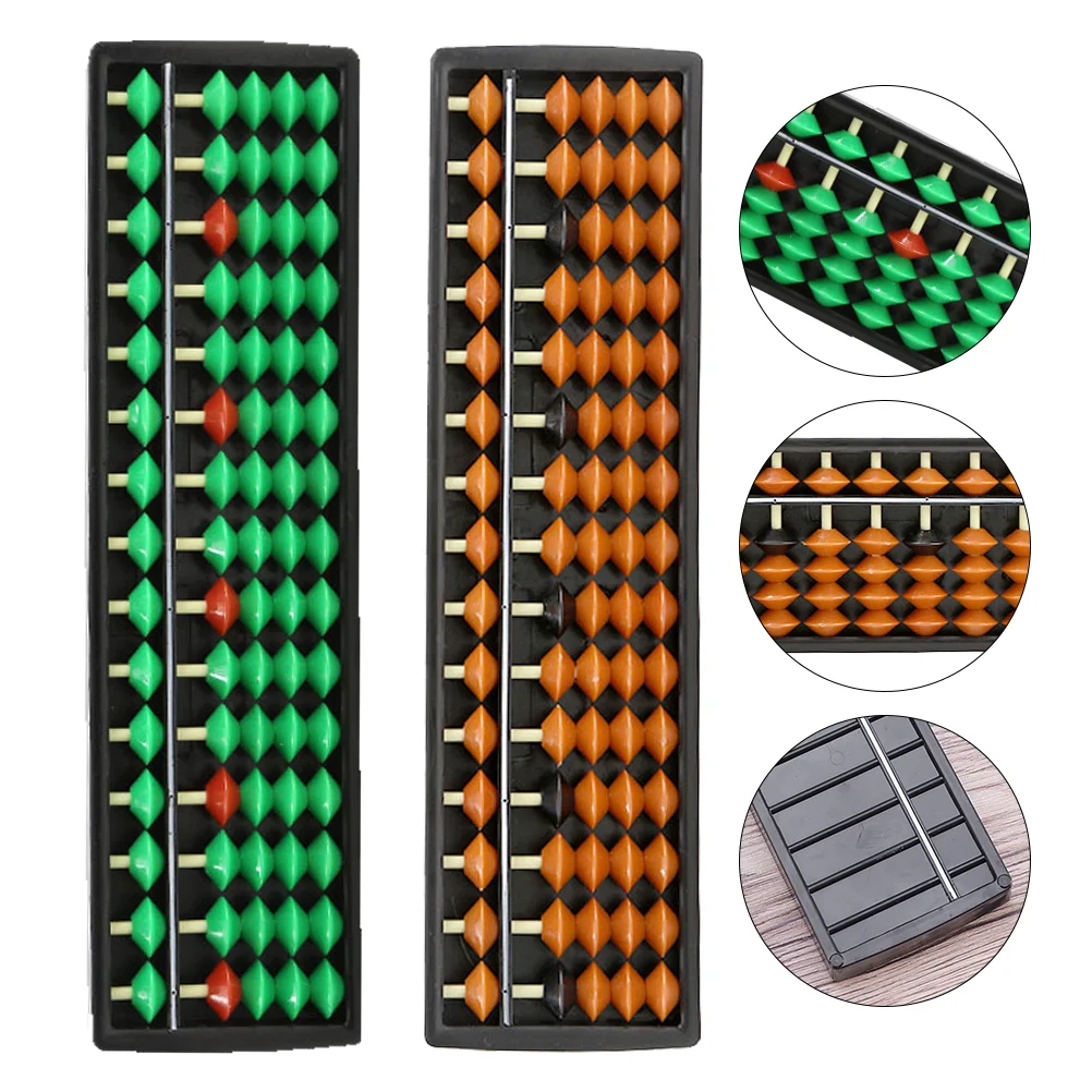 2 Pcs Abacus 15 File Arithmetic Mini Portable Counting Multi-function Traditional Children Green Plastic Toddler