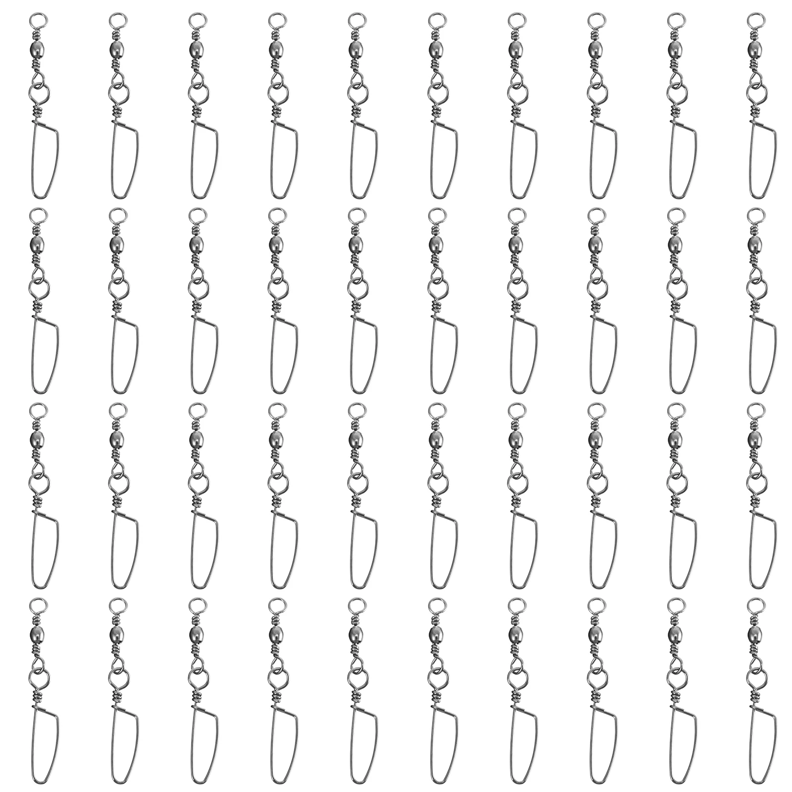 

40Pcs Fishing Rolling Swivels Stainless Steel High Strength Corrosion Resistant for Saltwater Freshwater Bass Fishing Snap Clip