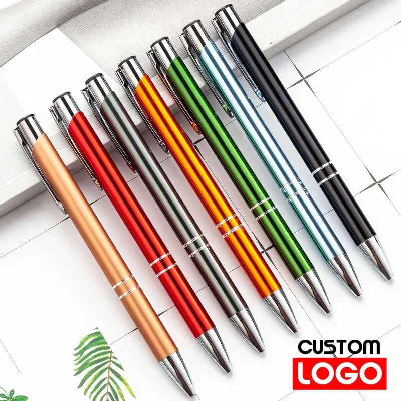 Multicolor Glossy Metal Ball Pen Custom Engraved Text Customizable Logo Diy Name Wedding Witness Gift Business Advertising Pen