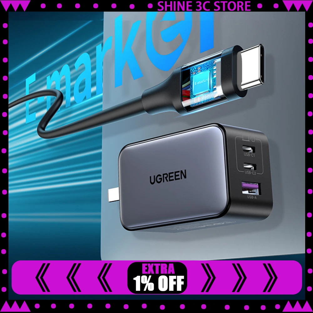 

UGREEN 65W GaN Charger Quick Charge 4.0 3.0 USB C Charger for iPhone 17 16 15 Pro Max Laptop Macbook Air Tablet PD Fast Charger