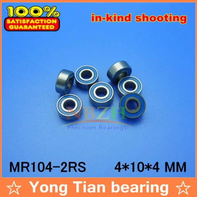 NBZH bearing Blue Double Rubber Sealing Cover Miniature Deep Groove Ball Bearing MR104-2RS  4*10*4 Mm High Quality ABEC-5 Z2