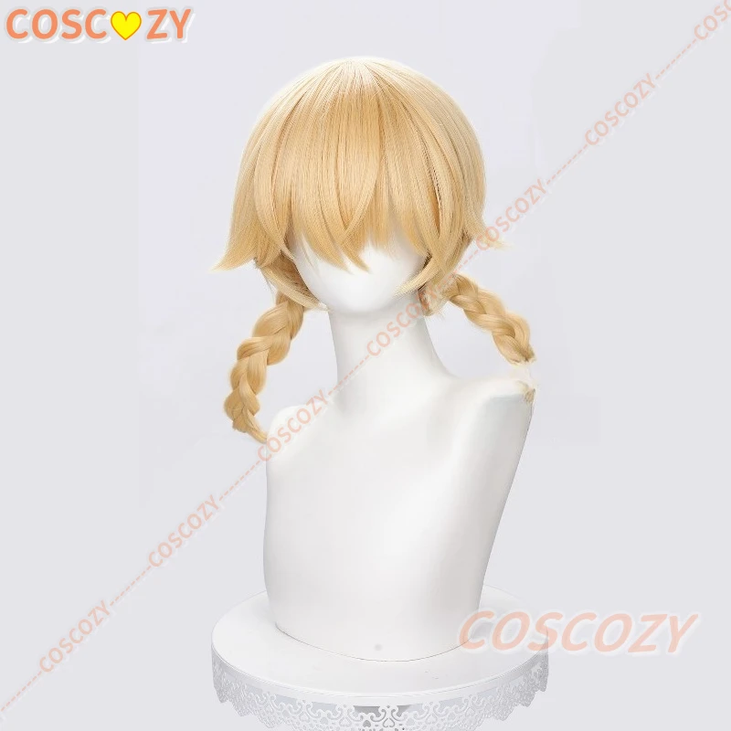 Genshin Impact Jahoda Cosplay Pruiken Gouden Haar Dubbele Vlechten Hittebestendige Vezel Haar Halloween Party Prop voor Vrouwen Meisjes Cos