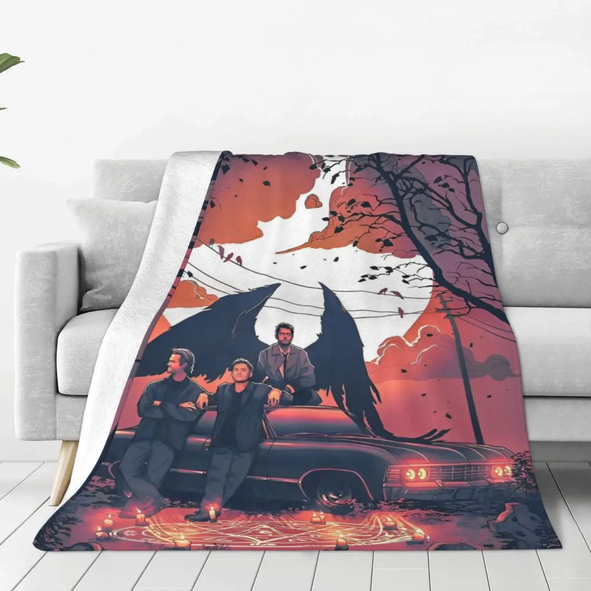 Supernatural Dean Sam Castiel Plush Blanket Customized Throw Blanket for Home 125*100cm Bedspread