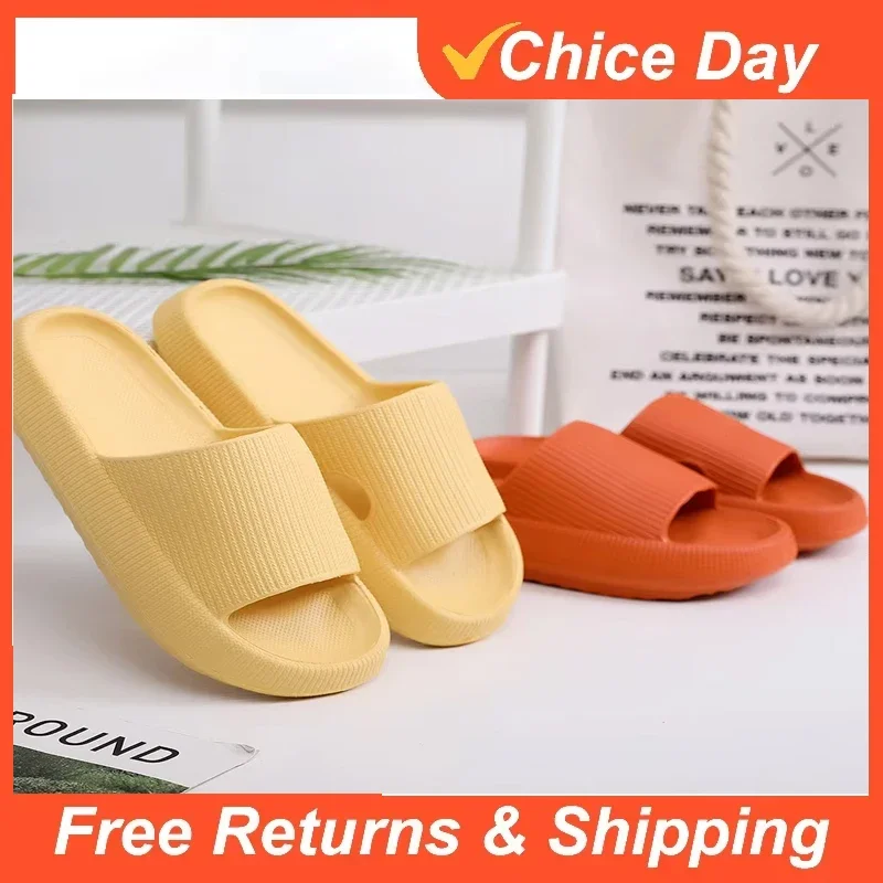 

Thick Platform Bathroom Home Slippers Cloud Slippers Women Soft Sole EVA Indoor Slides Sandals Summer Non-slip Flip Flops Amagi