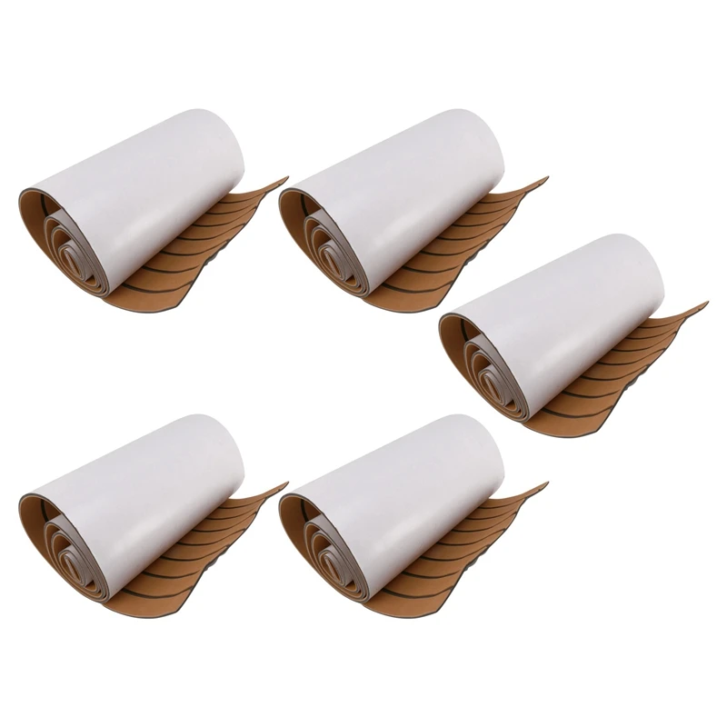 5X Foam Teak Decking EVA Foam Marine Flooring Faux Boat Decking Sheet Accessories Marine Brown Black 450X2400x6mm