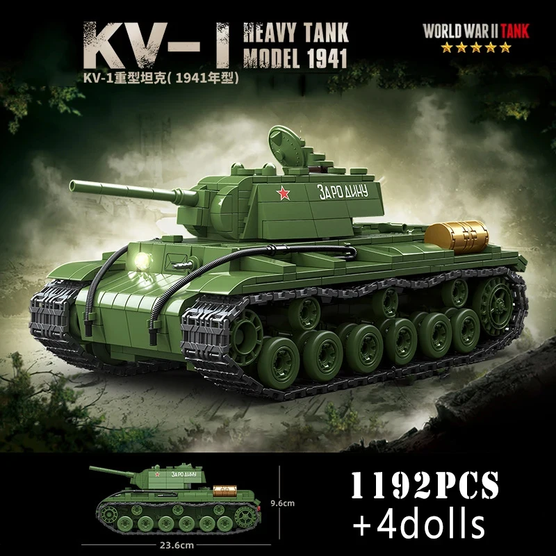 

Military World War Russian T-34 KV-1 Heavy Tank Building Blocks WW2 Panther Sherman Tiger Panzer Maus Tanks Bricks Kids Toys