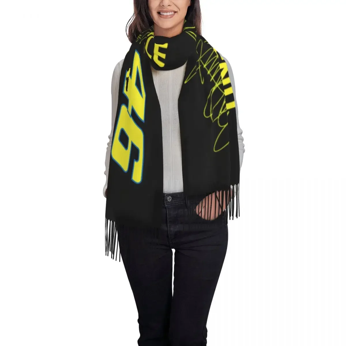 Female Long Rossi Scarves Women Winter Fall Thick Warm Tassel Shawl Wrap Motorcycle Racing Scarf