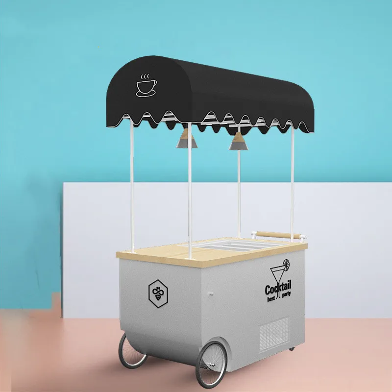 تصميم عربة الآيس كريم الفريزر المتنقلة مع عجلات المعجنات برودة كعكة مبرد عرض خزانة البيرة المشروبات الثلاجة الفريزر