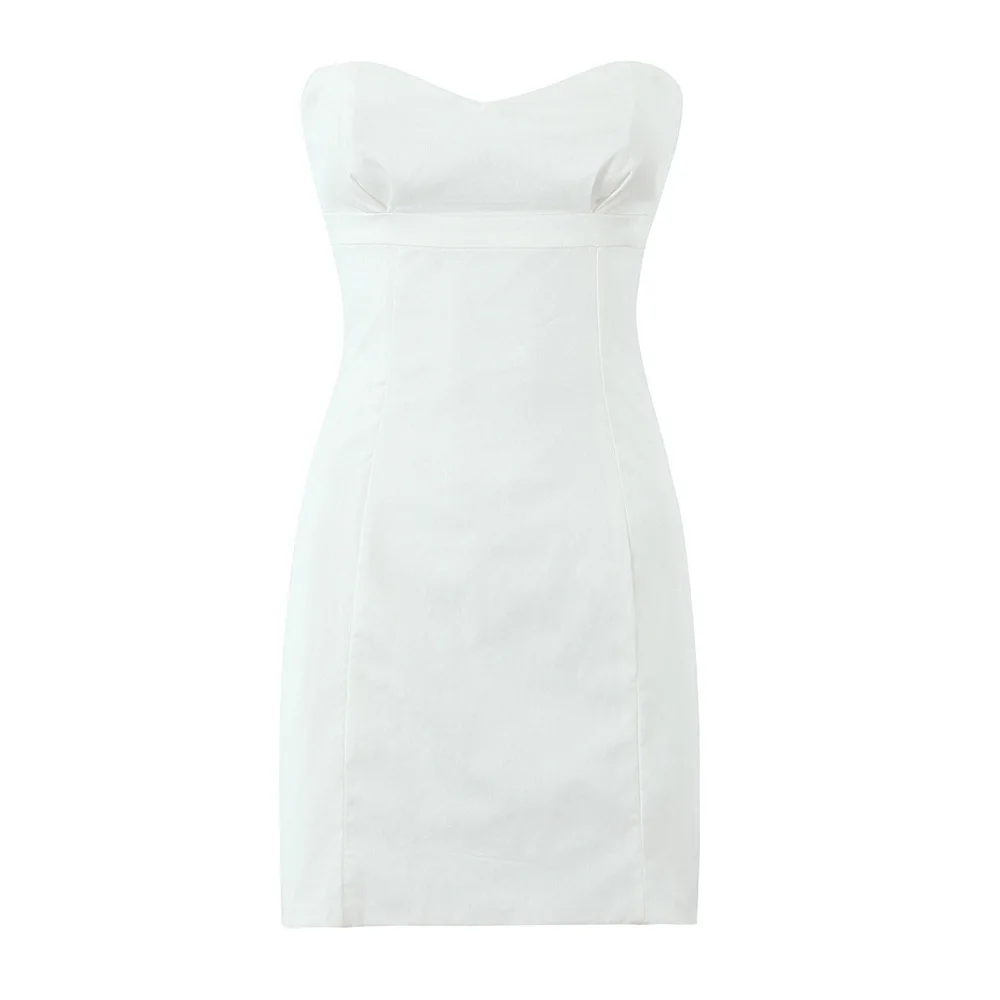 Autunno nuovo stile moda donna un colletto tinta unita gonna corta francese dimagrante e abito corto senza spalline