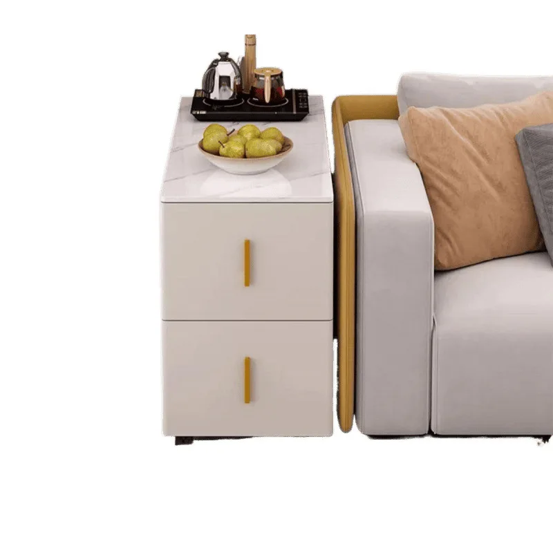 

Side cabinet rock slab edge table small apartment living room household simple modern locker small coffee