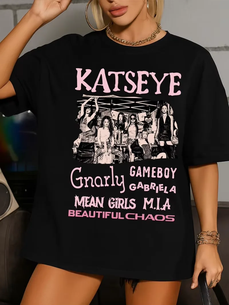 2026 New  Y2K Harajuku Kawaii Katseye Beautiful Chaos T-shirt Men Women Retro Kpop Fan Gift Short Sleeve Tee