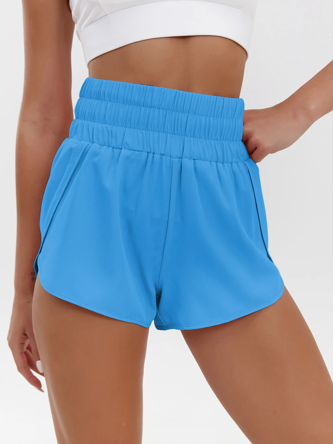 2025 Neue Europäische und Amerikanische Damen-Shorts mit Hoher Taille, Elastisch, Locker, Schnelltrocknend, Sport-Freizeitshorts, Atmungsaktive Hosen – Detail 12