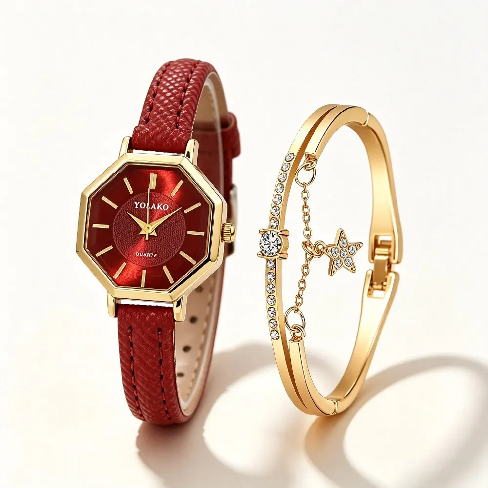 2Pcs Compact And Exquisite Quartz Watch For Valentine's Day, Ramadan, Birthdays, The Ideal Gift For Friends And Family