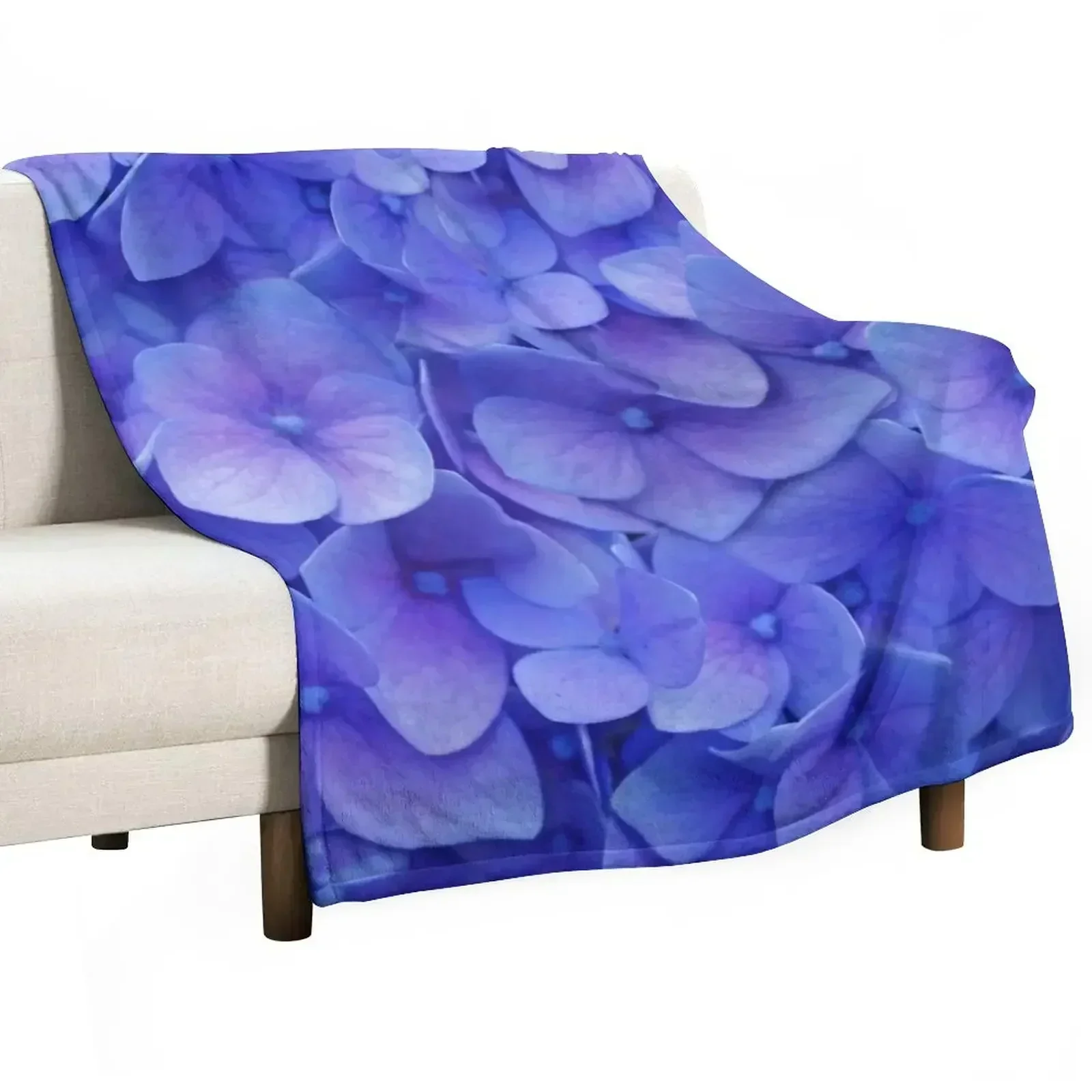 Hydrangea blue Throw Blanket Multi-Purpose for winter Blankets