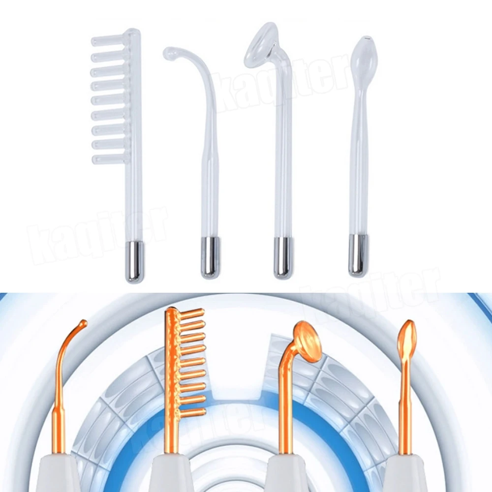 

4x Purple/Red High Frequency Electrodes Glass Tube Facial Body Electrotherapy Wand Acne Spot Remover Beauty Device Therapy Wand