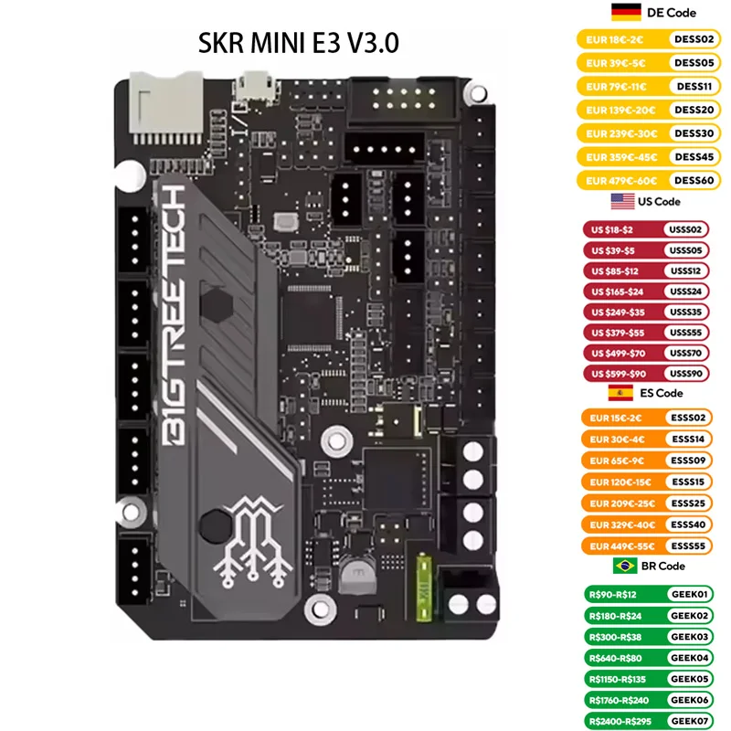BIGTREETECH SKR MINI E3 V3.0 3D Motherboard MINI E3 V2 TMC2209 3D Printer Accessories For Ender 3 Upgrade BTT SKR V1.4 Turbo