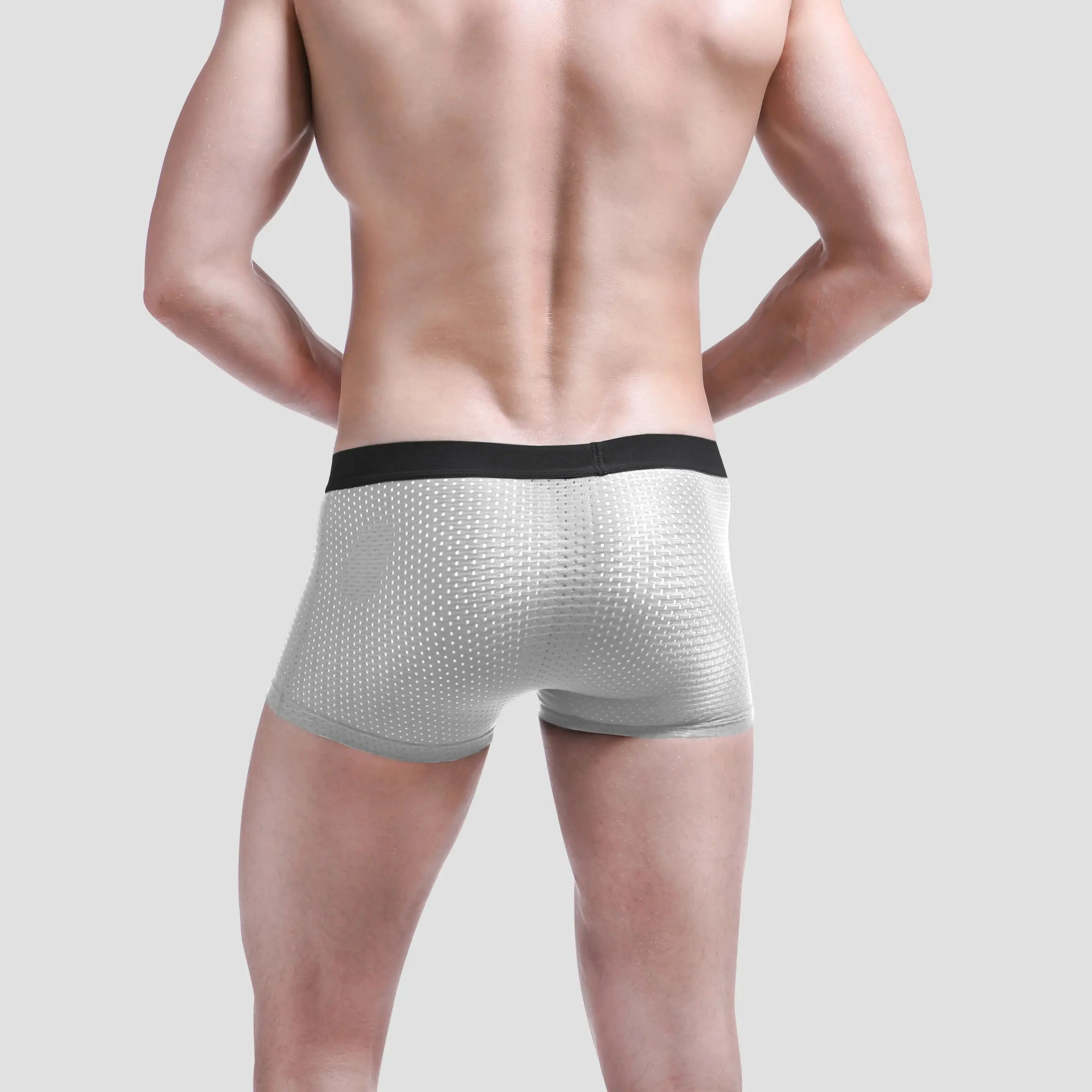 5pc Men's underwear men's ice mesh holes breathable square shorts boys transparent sexy short shorts summer thin