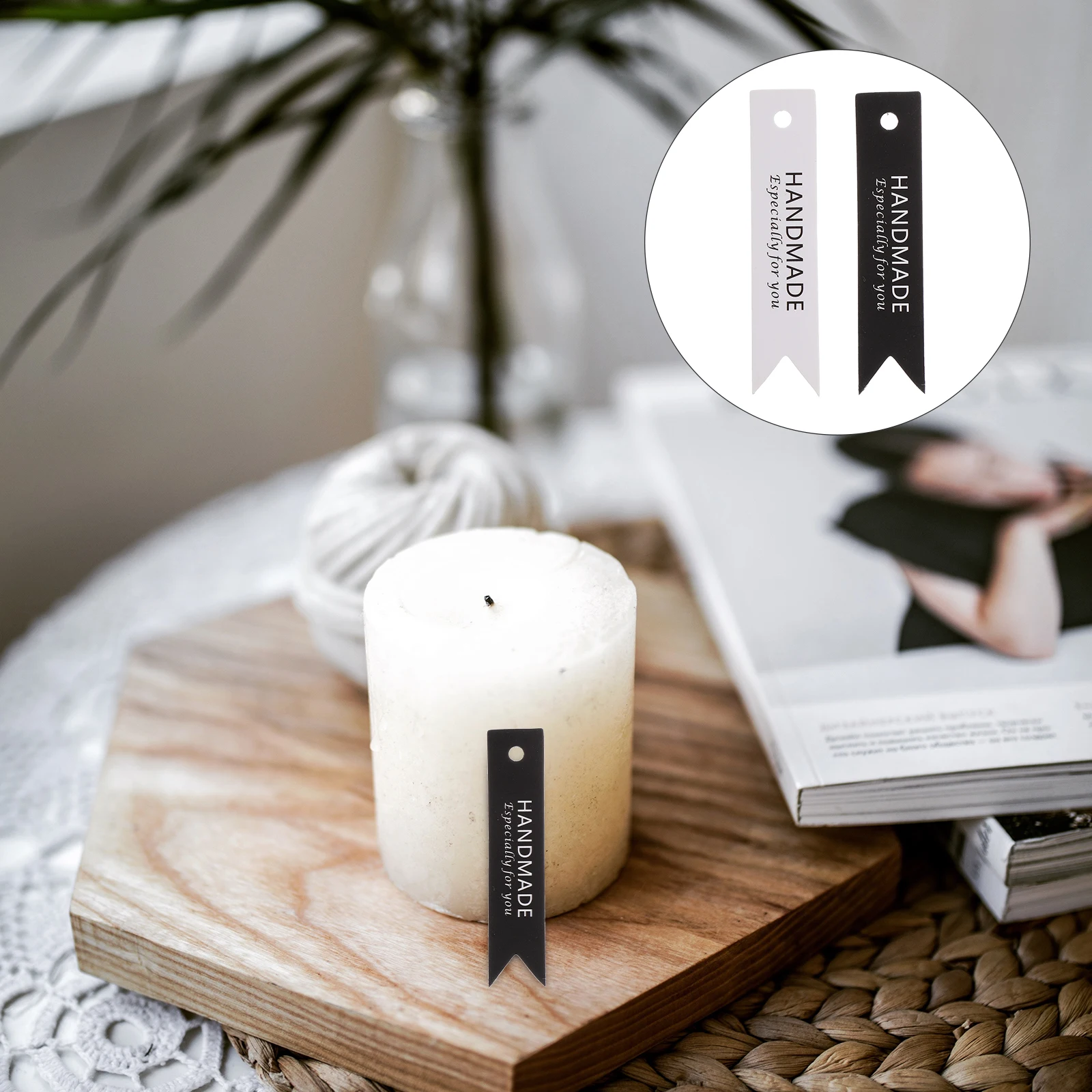 

100 pcs Aromatherapy Hanging Gift Paper Tags for Handmade Candles Black White Easy Storage Decorative Tags