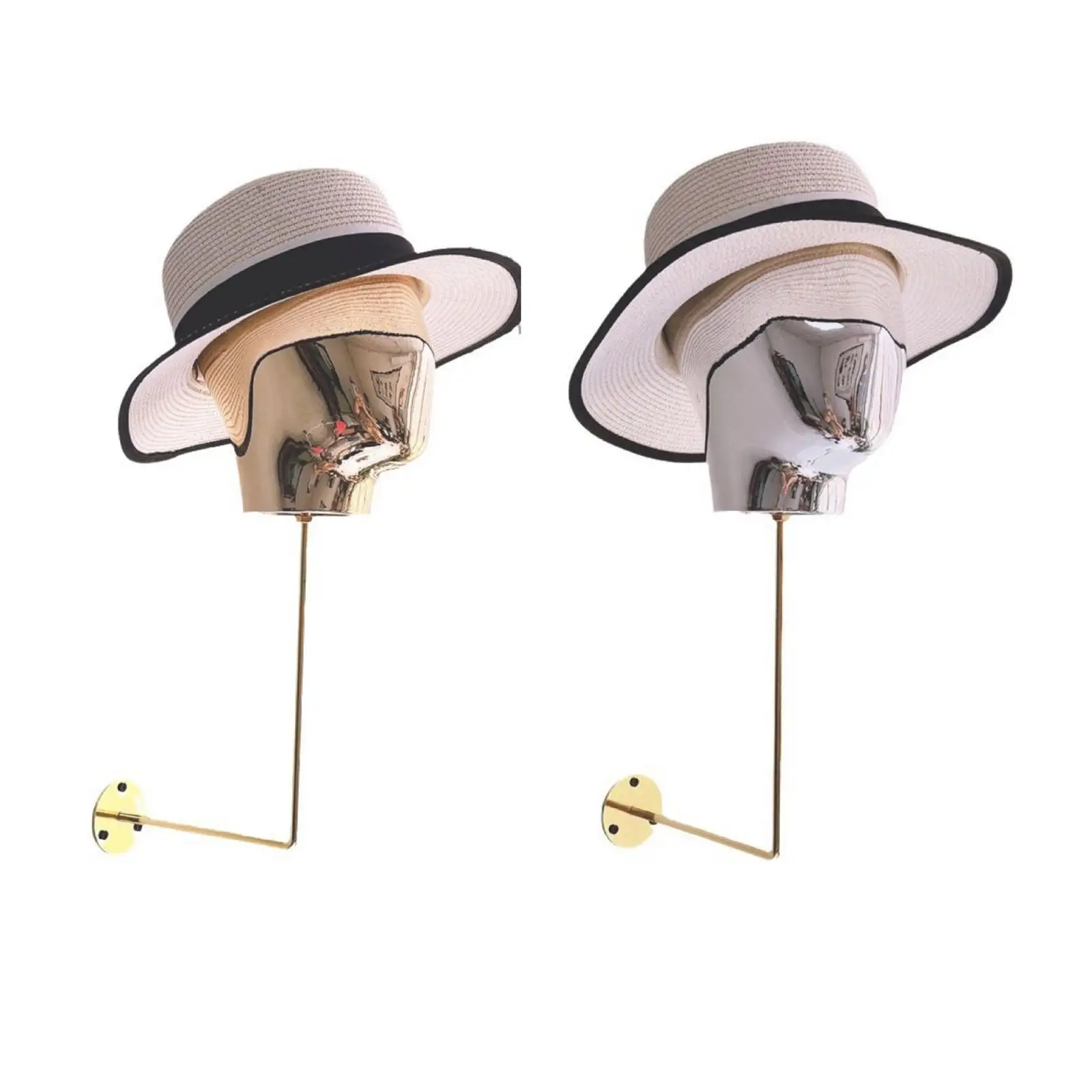 

Wall Mounted Mannequin Head Hat Display Rack, Multipurpose Wig Holder Hanging Wig Stand for Cap Hairpieces Headphone Salon
