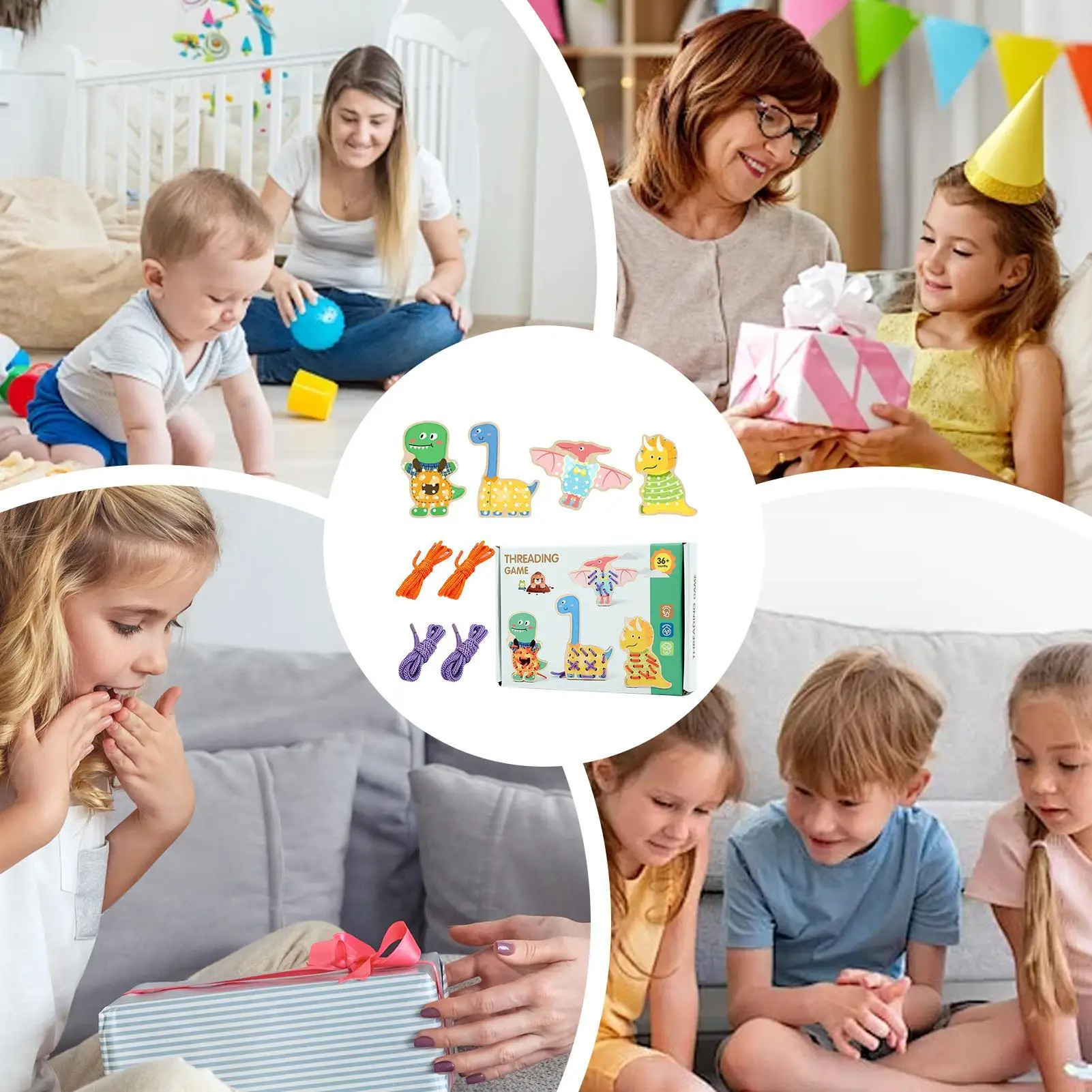 Drewniana zabawka do nawlekania, zabawna zabawka edukacyjna dla przedszkolaków, małych dzieci, chłopców i dziewczynek, do użytku w domu i w podróży.