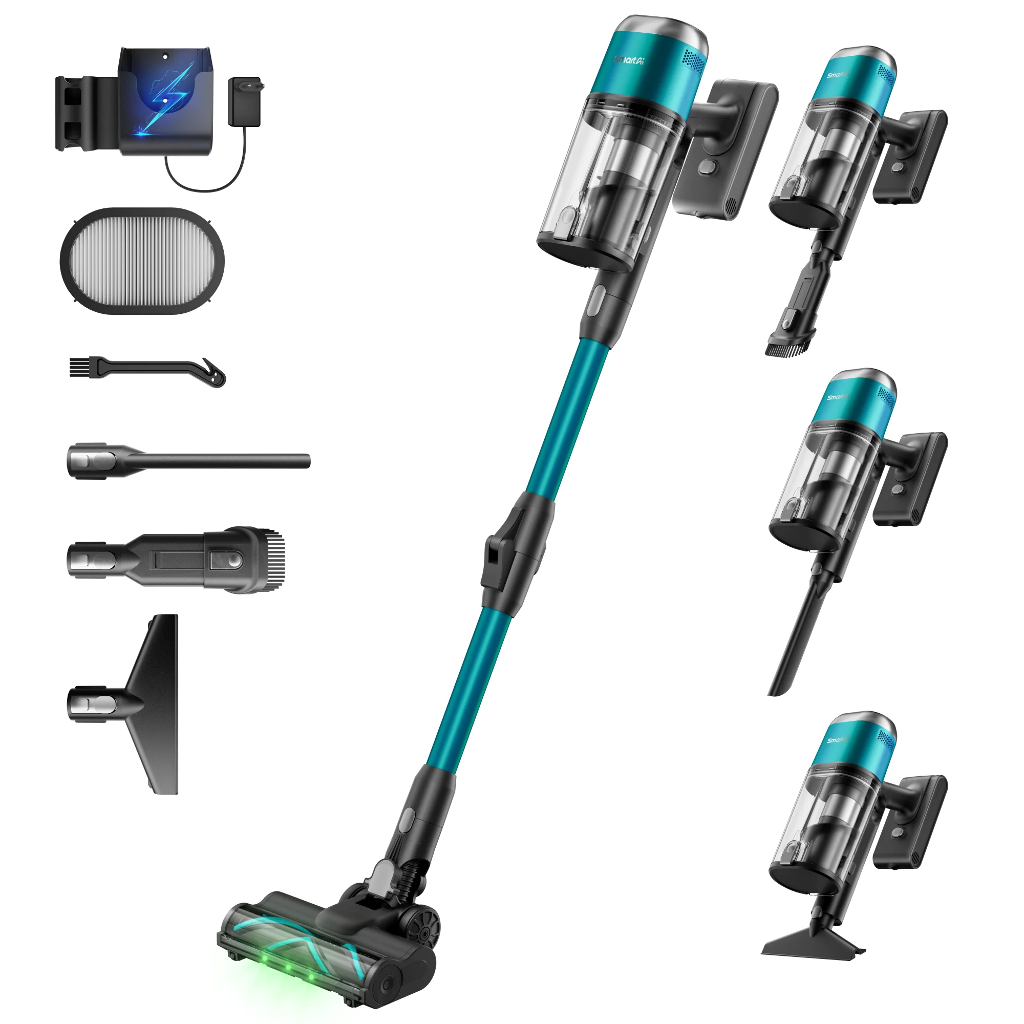 Aspirapolvere SmartAI V15PRO con spazzola per pavimenti V-Roller – Nuovo modello 2026 potenziato con doppio serbatoio, potenza di aspirazione di 600W