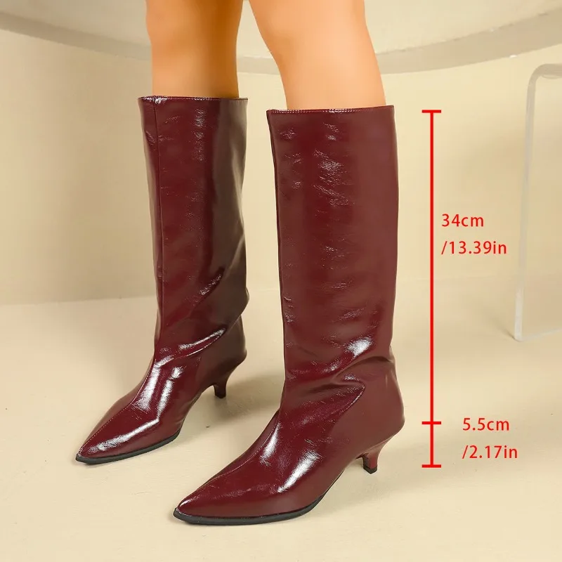 أحذية كبيرة لخريف وشتاء 2025 أحذية عالية بيضاء بمقدمة مدببة جديدة فوق الركبة #6