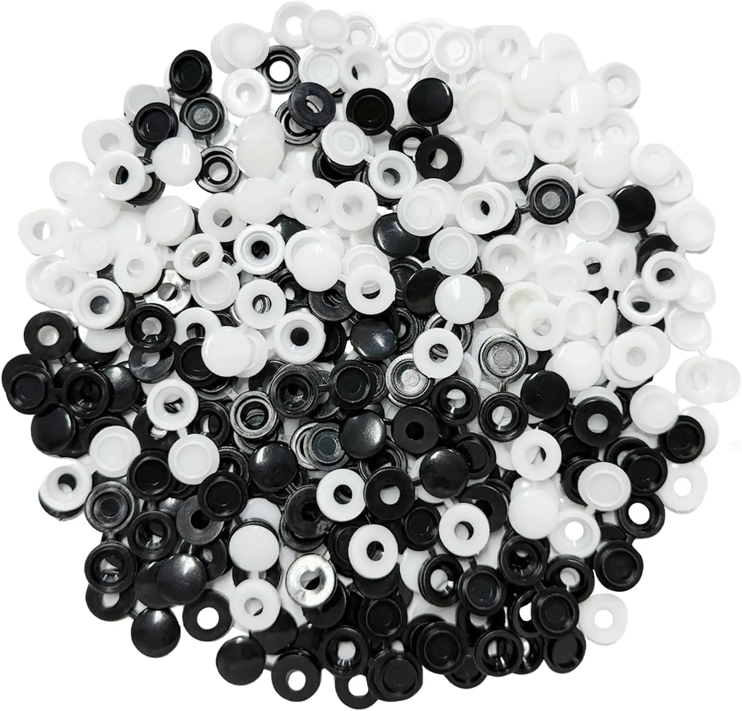 Screw Caps - 100 Black and White Plastic Caps, Replacement Caps, One Piece Accessories