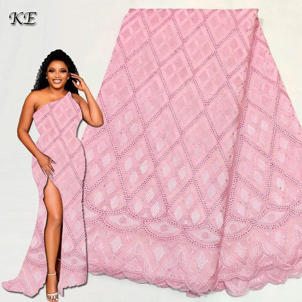 High Quality Embroidered Cotton Austria 2022 Baby Pink Swiss Voile Lace African Lace Fabric 2022 For Evening Dresses