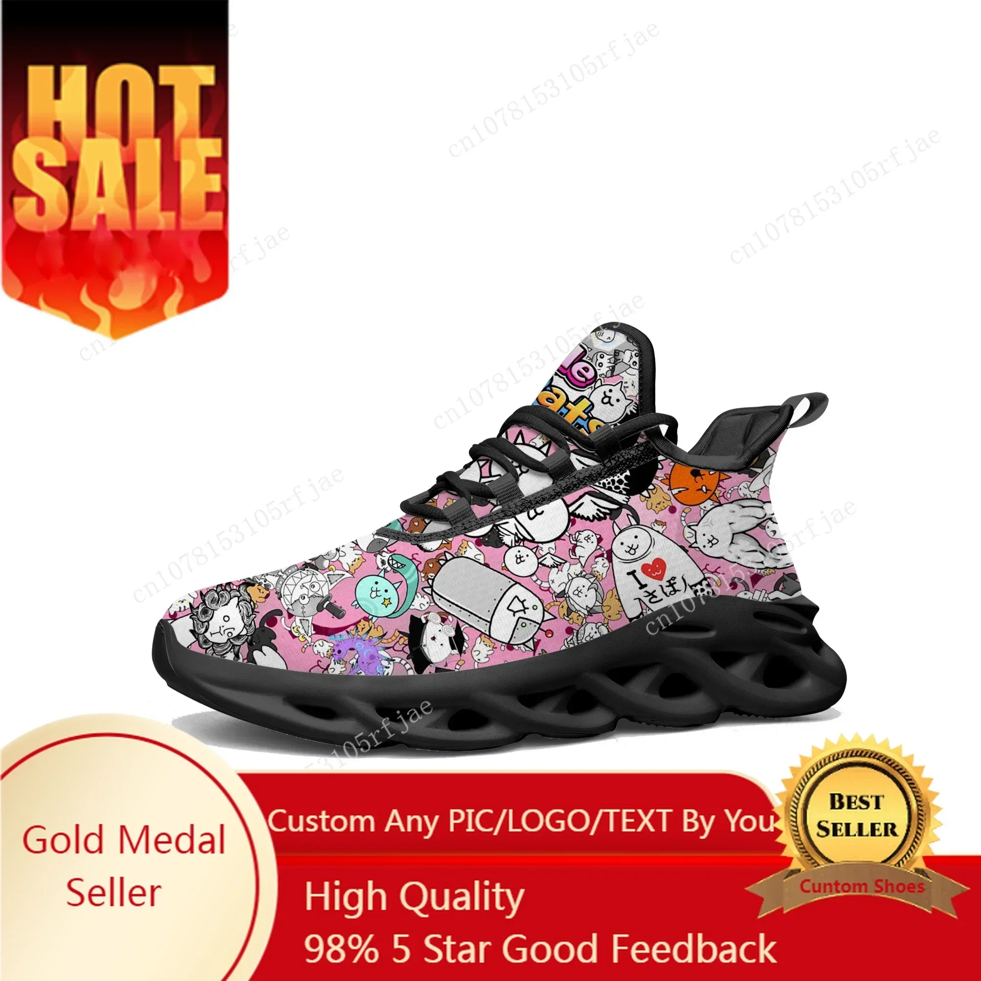 

The Battle Cats Flats Sneakers Hot Cartoon Game Mens Womens Sports Running Shoes Tailor Made Lace Up Shoes