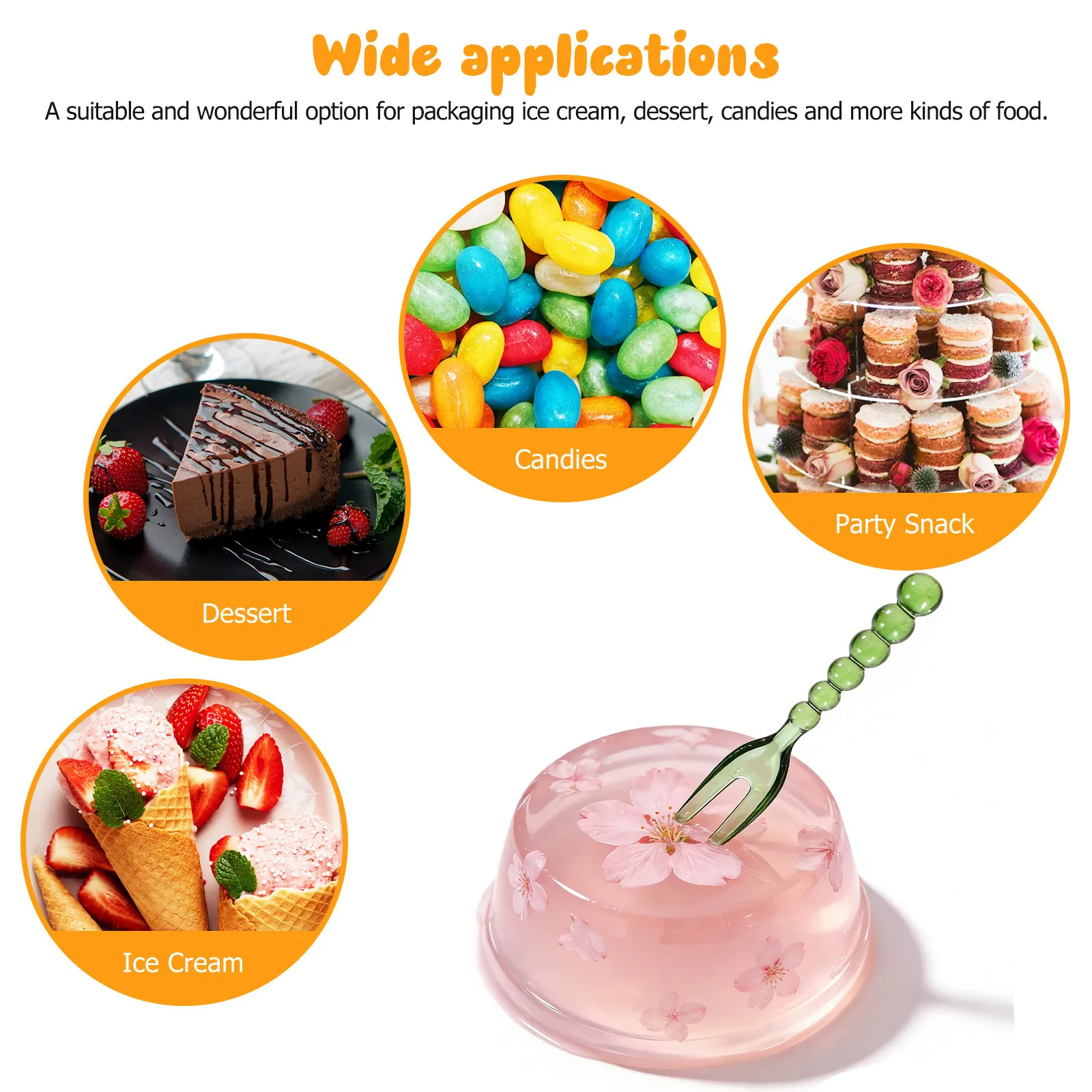 Tenedor de Vidrio con Cuentas, Tenedor Pequeño para Postre, para Comer Fruta, Pastel, Cóctel, Aceitunas, Charcutería, Apto para Lavavajillas, para Restaurante y Hogar