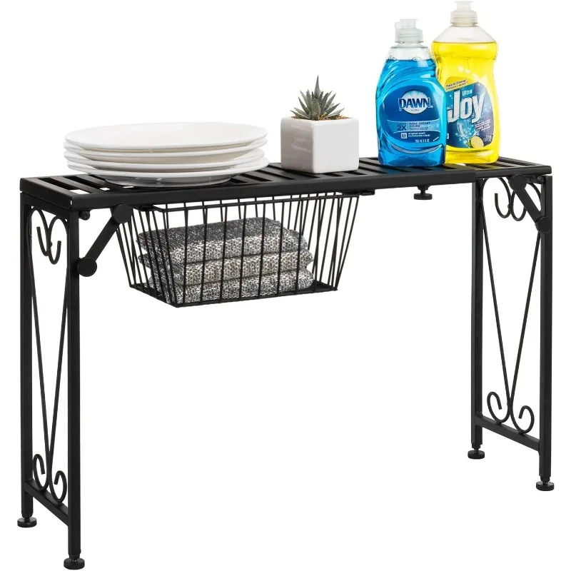 رف منظم فوق الحوض مع درج قابل للسحب، رف علبة المطبخ القابل للتوسيع، رف تخزين الحمام Ris #1