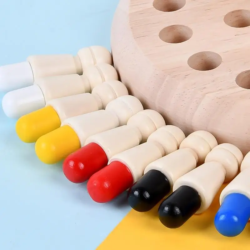 1 Set Match Stick Color Memory Matching Puzzles Parent-Child Interaction Educational Toy Wooden Memory Chess Board Game For Kids