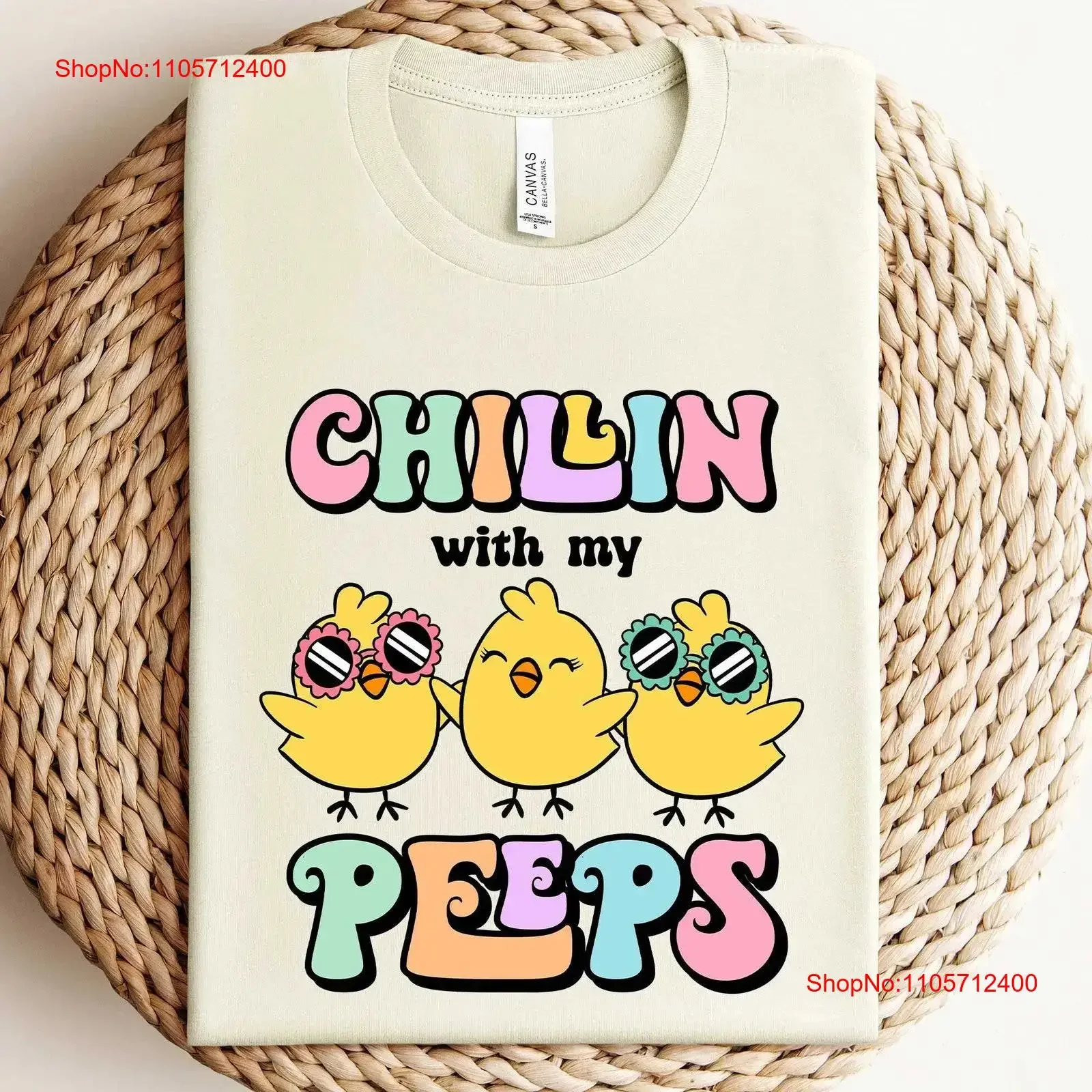 Chilling With My Peeps T Shirt Easter Chicken Lover For Day Family vintage Washed Breathable Comfortable Soft Stretched graphic
