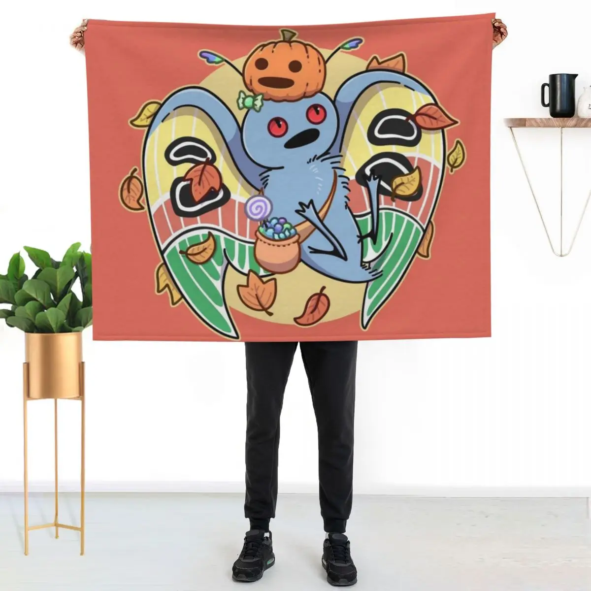 Halloween Mothman Throw Blanket Soft Big Flannel Blankets For Sofas For Sofa Thin Luxury Throw Single Blankets