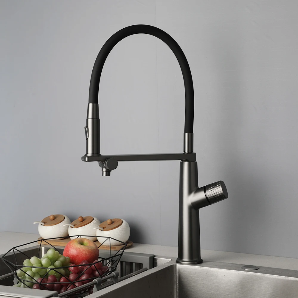 Jieni Gootsteen Kraan 360 Draaibare Trek Naar Beneden Keuken Kranen Zwart Drie Mode Koude Hete Mixer Kraan