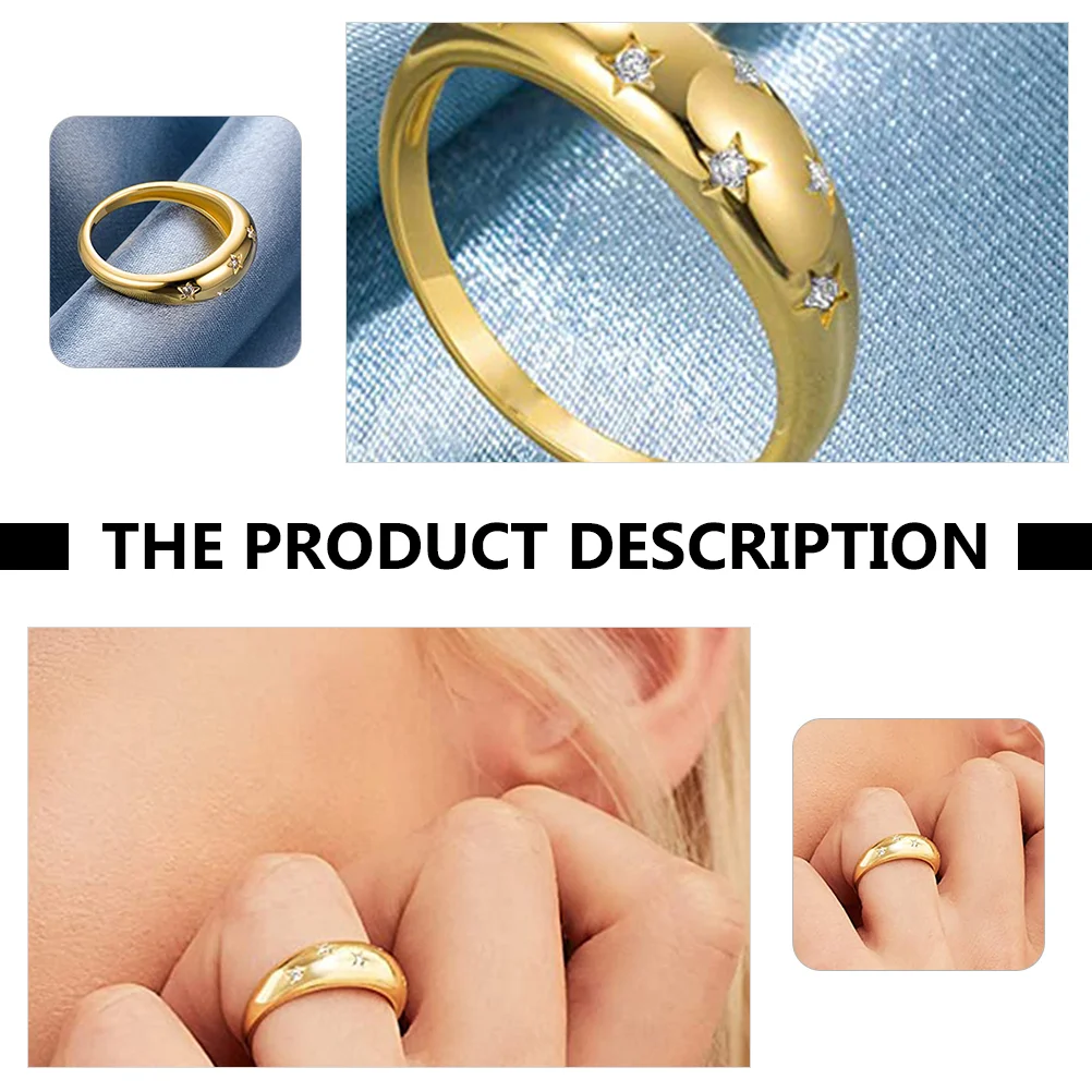 The Ring Star Zirconia Exquisite Geometry Wedding Golden Electroplated Decor Miss