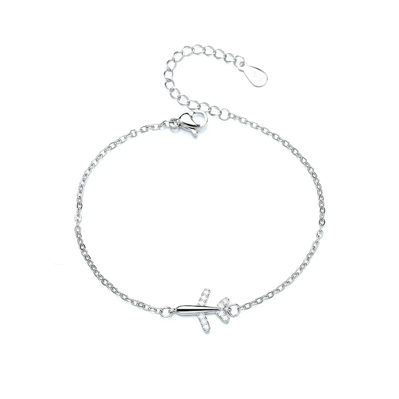 Fashion Simple stainless steel Copper 3A Hao Stone Texture Airplane Bracelets For Women Delicated All Match Chain Jewelry Gift