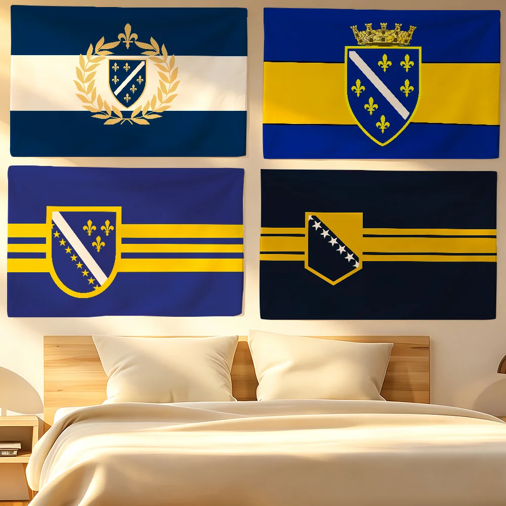 Nation Bosnia And Herzegovina Flag Tapestries For Classroom Dormitory Camping Picnic Party Cheering Home Indoor Outdoor Decor