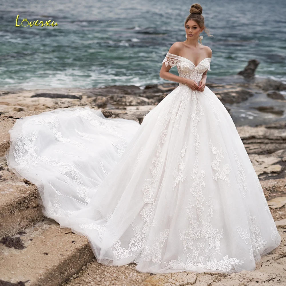 

Loverxu Vintage Wedding Dresses 2024 Sweetheart Off The Shoulder Robe De Mariee Gorgeous Appliques Ball Gown Vestido De Novia