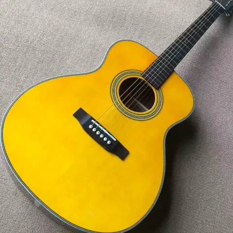 무료 배송 고정 브리지 솔리드 탑 어쿠스틱 기타 6현 수제 크리스마스 선물 OM28