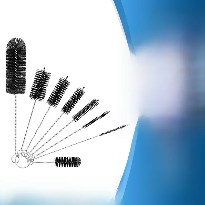 Eight-piece Stainless Steel Straw Brush Test Tube Brush Nylon Cleaning Brush Set Gap Brush Multi-specification Cross-border D...