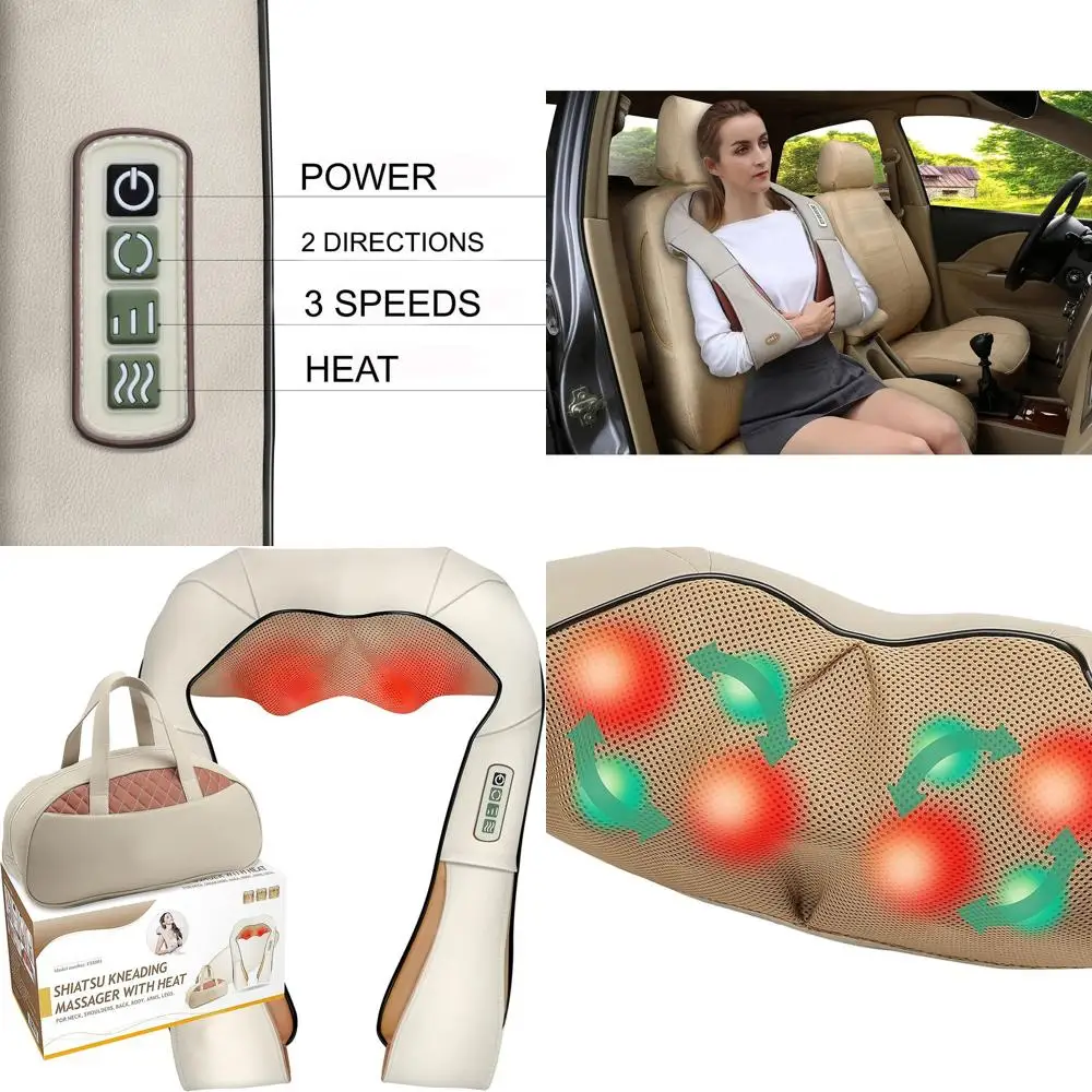 

Shiatsu Neck and Back Massager with Heat, Deep Kneading for Neck, Shoulders, Back, Legs, Feet - Ideal for Home, Office, Car - Be