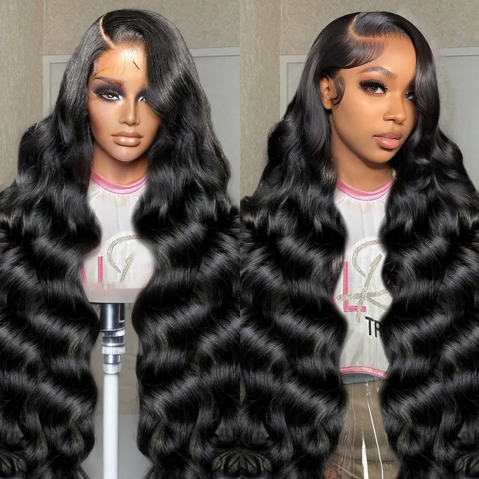 Tewjig 30 36 Inch Body Wave HD Transparent 13x6 Lace Front Human Hair Wigs Brazilian 200 Density 13x4 Lace Frontal Wig For Women