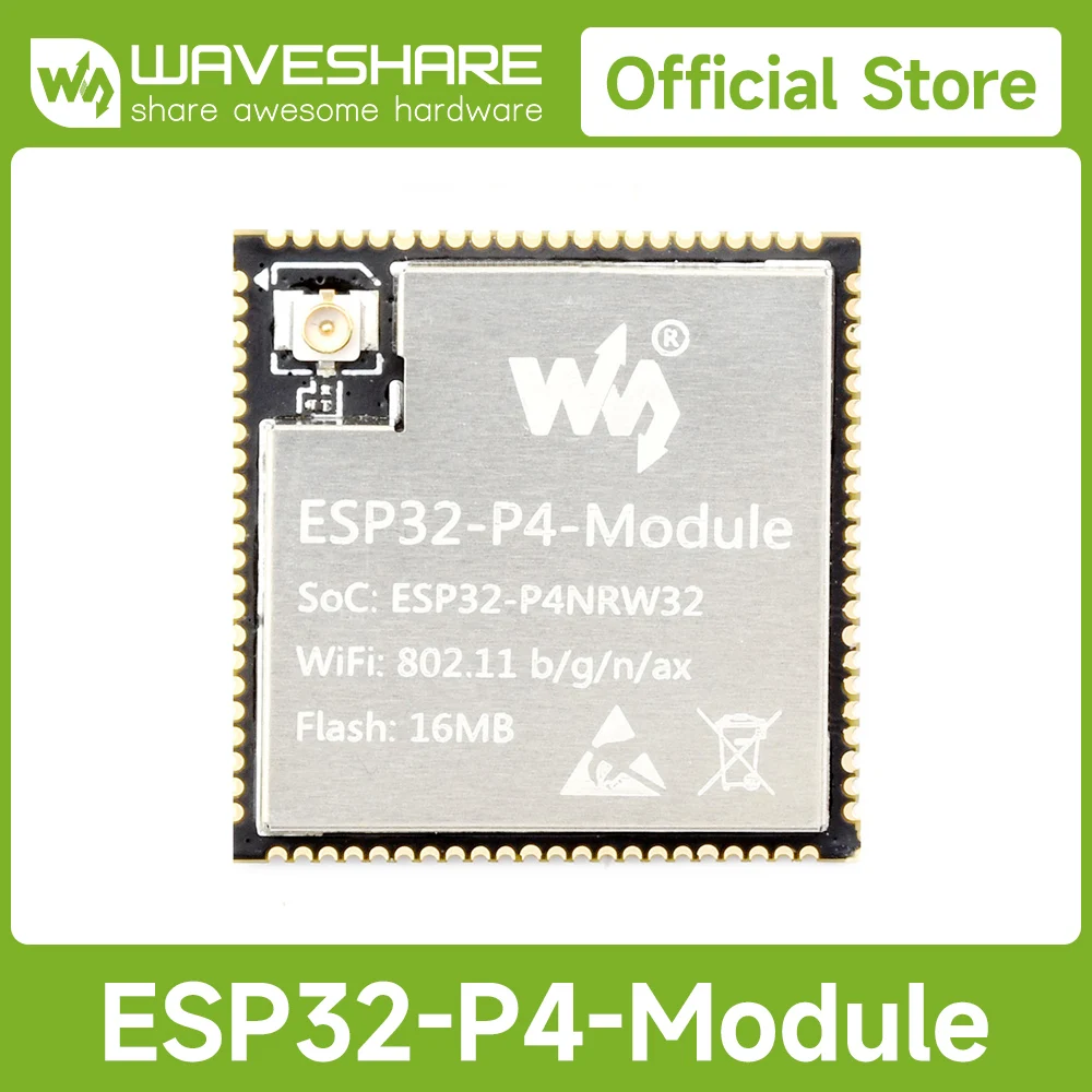 Placa principal do módulo Waveshare ESP32-P4, suporta Wi-Fi de 2,4 GHz e Bluetooth 5.3 baseado em ESP32-P4 e ESP32-C6 Design de chip duplo