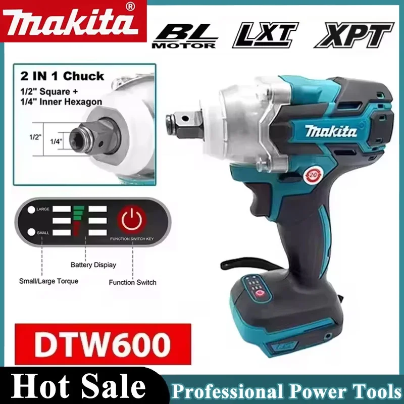 

Makita DTW600 3100IPM 18V Cordless Wrench 1/2Inch Brushless Screwdriver Rechargable Electric Screwdriver Vehicle ServiceTool