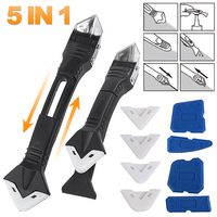 5 In 1 Silicone Scraper Glue Caulk Remover Caulking Finisher Smooth Grout Beauty Sewing Kit Floor Mould Removal Hand Tools Set